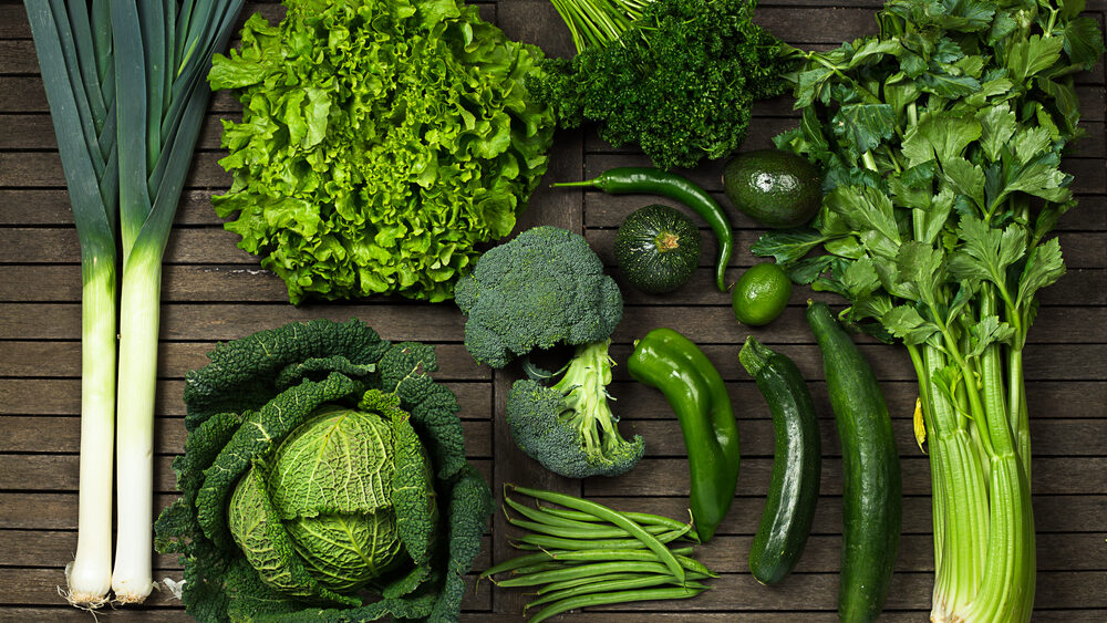 flat lay of dark leafy green vegetables
